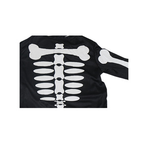 Disfraz de Halloween al por mayor de alta calidad: Mono con capucha negro <span class=keywords><strong>para</strong></span> cosplay, disfraz de esqueleto blanco con estampado de huesos aterrador <span class=keywords><strong>para</strong></span> niños. - Product Image 6