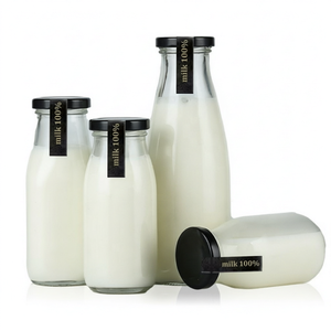 Bouteilles en verre transparent avec bouchon à vis pour boissons, contenants de 200 ml, 250 ml, 500 ml, 1000 ml pour l'emballage laitier - Product Image 1