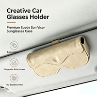 Clip à lunettes pour pare-soleil de voiture en daim, support universel pour lunettes de soleil, étui de rangement anti-chute pour l'intérieur de la voiture