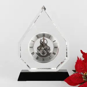 MH-BZ0113 optical crystal clock table decoration crystal trophy clock