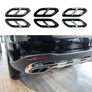 Mercedes-Benz GLC-Class X254 Exhaust Tip Piano Black Carbon Fiber Texture Electroplated Silver ABS Adhesive Fitment - Product Image 5