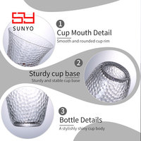 Tasses en verre SUNYO de style japonais moderne, à motif martelé, à large ouverture, résistantes à la chaleur, pour café glacé, jus de fruits