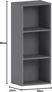 Wooden Shelving <strong>Unit</strong> 3-Tier <strong>Cube</strong> Bookcase for Home Office and Workshop for Display and <strong>Storage</strong> Furniture <strong>Grey</strong> - Product Image 2