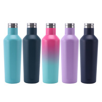 Bouteille d'eau portable réutilisable à double paroi en acier inoxydable 304 de 16 oz avec bouchon à vis à col étroit pour le sport