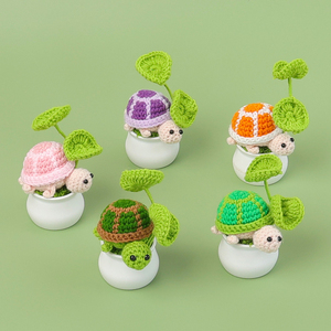 Handmade Mini Vui Rùa Trang Trí Crochet Sợi Đồ Chơi Sang Trọng Chậu Cây Dễ Thương Đại Dương Phim Hoạt Hình Động Vật Máy Tính Để Bàn Nghệ Thuật Xe Trang Trí Nguồn Cung Cấp - Product Image 2