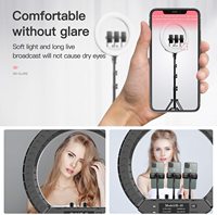 Anneau Lumineux Professionnel 18 21 Pouces LED Avec Miroir, Trépied 210cm pour Maquillage, Selfie, Vidéo et Streaming en Direct