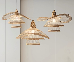 Lampada <span class=keywords><strong>a</strong></span> Sospensione Artigianale di Lusso Moderna con Paralume Naturale Intrecciato per Progetti Alberghieri, Ristoranti e Arredamento Villa - Product Image 6