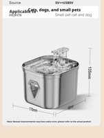 Fontaine à eau pour animaux de compagnie en acier inoxydable durable, automatique, à circulation, avec capteur intelligent, filtration, pour chat et chien, USB, détachable