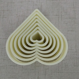 Juego de moldes para hornear en forma de corazón de nailon de 7 piezas con borde liso pastel Fondant cortador para moldes para hornear galletas - Product Image 1