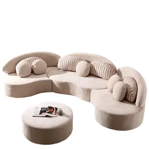Nordique lumière tissu canapé luxe personnalité créative moderne Simple en forme salon combinaison ronde velours/velours 1 pièce ensemble