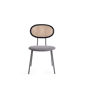 Ensemble table à manger moderne contemporaine noire et grise confort 6 places <span class=keywords><strong>4</strong></span> <span class=keywords><strong>chaises</strong></span> avec table ronde Table finition teintée en <span class=keywords><strong>bois</strong></span> <span class=keywords><strong>naturel</strong></span> - Product Image 5