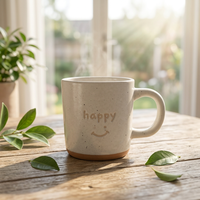 Mug à café en céramique mouchetée, tasse à café avec logo en relief et poignée pour la maison, le bureau, ou comme cadeau