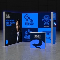 Boîtes lumineuses rétroéclairées SEGO de haute qualité 10x10 pieds, modulaires en aluminium magnétique, présentoir de stand d'exposition en forme de L à monter soi-même, installation facile