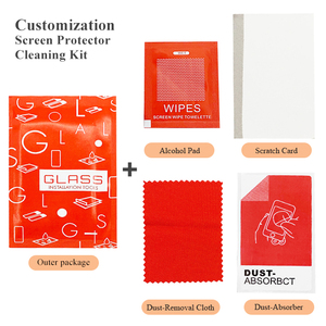 Bộ dụng cụ lắp đặt bảo vệ màn hình điện thoại Khăn lau khô & ướt Khăn lau bụi Vải sợi nhỏ Bộ dụng cụ vệ sinh kính cường lực - Product Image 2