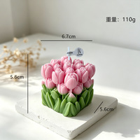 LF Luxuriöse Handgemachte Tulpen-Bouquet Duftkerze Lila Weiße Blumenförmige Sojawachs-Glaskerze Valentinstag Heimdekoration