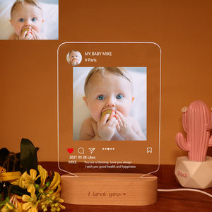 Lampe de nuit LED à illusion 3D personnalisée, base en bois pour lampe de nuit en acrylique, forme rectangulaire, ronde, ovale, lmpara - Product Image 6