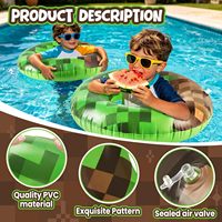 2er-Set Pixel-Party-Pool-Schwimmreifen, 24 Zoll grüne Pixel-Art-Schwimmringe für Kinder von 5-8 Jahren, aufblasbare Pool-Spielzeuge
