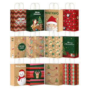 Kraft Christmas Gift Packaging <b>Paper</b> Bags With Handles Bulk <b>Paper</b> Bags for Xmas Holiday Party Favors <b>Wrapping</b> Presents - Product Image 6