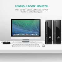 UGREEN Commutateur KVM USB 2 ports, adaptateur de partage vidéo VGA 2 entrées 1 sortie, commutateur manuel, sortie haute définition, répartiteur VGA