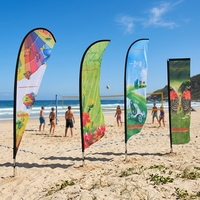 Drapeau publicitaire en tissu imprimé sur mesure pour l'extérieur, avec mât en fibre de verre, résistant au vent, pour la plage et la promotion