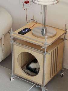 Birch Marine Board Smooth-ribbed <strong>cat</strong> Bed Cabinet, Pet <strong>cat</strong> Bed, <strong>cat</strong> Den, Movable Side Table, Pet Storage Cabinet, <strong>cat</strong> House - Product Image 1