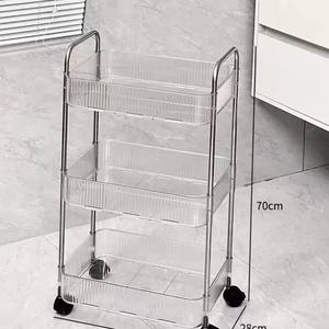 Keranjang dapur <span class=keywords><strong>3</strong></span> tingkat, rak troli dorong tangan di dapur, keranjang penyimpanan makanan - Product Image 4