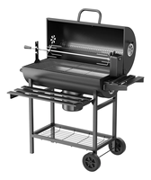 Barbecue au charbon de bois de type baril robuste pour l'extérieur avec kit de rôtisserie automatique pour poulet