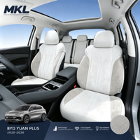 Housses de siège auto en daim personnalisées MKL pour BYD Yuan Plus 2025 2026, ensemble complet 5 places, respirantes, toutes saisons, protection de siège auto