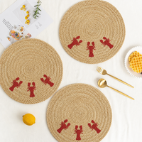 Sets de table bohèmes en feuilles de maïs naturelles écologiques, tissés, 38 cm de diamètre, résistants à la chaleur, antidérapants, décoration de table de restaurant