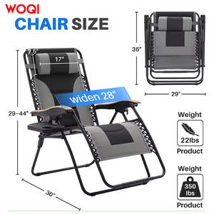 Silla reclinable plegable de gravedad Woqi para exteriores con almohada ajustable para uso en jardín y oficina, color grafito, marco de aluminio - Product Image 3
