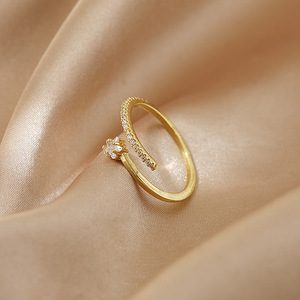 <span class=keywords><strong>Bague</strong></span> ouverte ajustable en laiton, anneau en acier inoxydable, plaqué or, <span class=keywords><strong>2022</strong></span> - Product Image 6