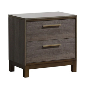 DB Contemporary 1pc Two-Tone Antique Gray Nightstand with Metal Glides & Brass <b>Bar</b> <b>Pulls</b> <b>for</b> <b>Home</b> Bedroom Furniture - Product Image 3