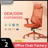 Chaise de bureau exécutive ergonomique pivotante moderne LN10A à 3 positions inclinables, avec support lombaire réglable en maille et appui-tête 3D réglable