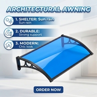 Auvent de porte en polycarbonate anti-UV, résistant aux intempéries, approvisionnement en gros, robuste, imperméable, pour patio et fenêtre, protection contre la pluie