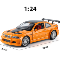 Voitures miniatures en métal 1:24 BMW M3 GTRE46 avec son et lumière, jouet à rétrofriction, modèle de véhicule tout-terrain, décoration, modèle en métal moulé sous pression