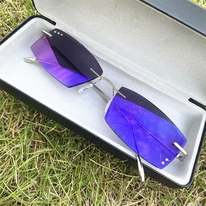 Lunettes photochromiques sans monture en alliage de titane, forme rectangulaire irrégulière, avec diamants, verres <span class=keywords><strong>photogray</strong></span> antireflet, pour homme et femme, modèle 2026 - Product Image 1