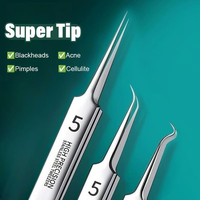 Kit professionnel de traitement de l'acné du visage avec outil pour éliminer les boutons, extracteur de comédons, pinces, étui tout en métal de différentes formes