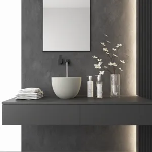 New Tech Commercial Handmade Concrete Garden Mini Wash Basin Small Vessel Sink Counter Top Art Basin Bowl For Dining Room