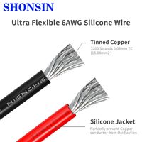 Cable Flexible de Silicona con Cobre Estañado UL3239 de Alta Tensión, 18AWG, 3KV, IP65, -60-200C, para Bujías de Encendido