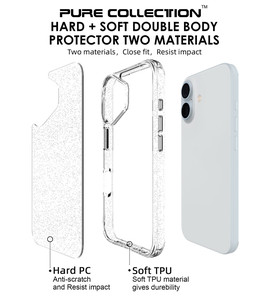 Custodia per telefono di lusso trasparente con glitter e brillantini per <span class=keywords><strong>iPhone</strong></span> 16 16E 17Air 15 14 Plus <span class=keywords><strong>13</strong></span> 12 Pro Max, cover posteriore antiurto in PC rigido con paraurti morbido - Product Image 3