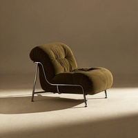 Fauteuil de loisirs plissé rétro en direct d'usine, structure en métal inoxydable, pour salon, balcon, lecture décontractée, hôtel