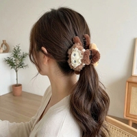 Pince à cheveux personnalisable en forme de donut, motif dessin animé, en peluche coréenne mignonne, faite à la main, de haute qualité pour femme