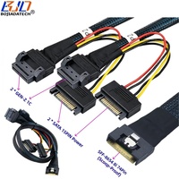 Cable de Extensión de Datos para Servidor, Diseño Delgado y Anti-Deslizamiento, SFF-8654 8i 74PIN a 2 * GEN-Z 1C 56PIN, 50CM 80CM con Alimentación SATA 15PIN