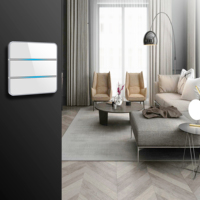 Interrupteur intelligent Hdl Smart Home avec panneau tactile en verre, interrupteur de pièce 4 gang, interrupteurs lumineux Wifi de haute qualité