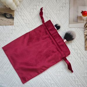 Pochette en velours imprimée personnalisée de haute qualité avec cordon de serrage pour emballage, couleur violet baie, pour cosmétiques, bijoux et cadeaux (vente en gros) - Product Image 5