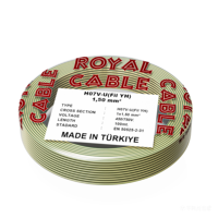 Cable Eléctrico ROYAL CABLE H07V-U 1.5mm² de Cobre Aislado con PVC para Cableado Doméstico 450/750V 100m para el Mercado Turco