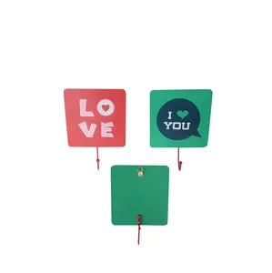 wooden cloth hooks with LOVE YOU words printing decorative on wall hanging hooks promotion gifts crafts hanger