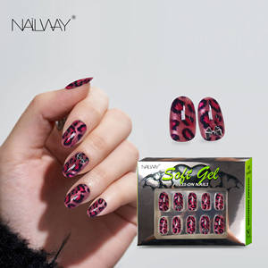 <span class=keywords><strong>Faux</strong></span> <span class=keywords><strong>ongles</strong></span> en gel souple à <span class=keywords><strong>coller</strong></span>, couleur rose léopard, brillants, pour femmes, décoration de manucure - Product Image 1