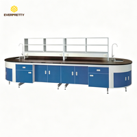 Meubles scolaires de conception moderne de haute qualité, service tout-en-un, table de laboratoire biologique modulaire de forme ovale, armoire, étagère, anti-acide