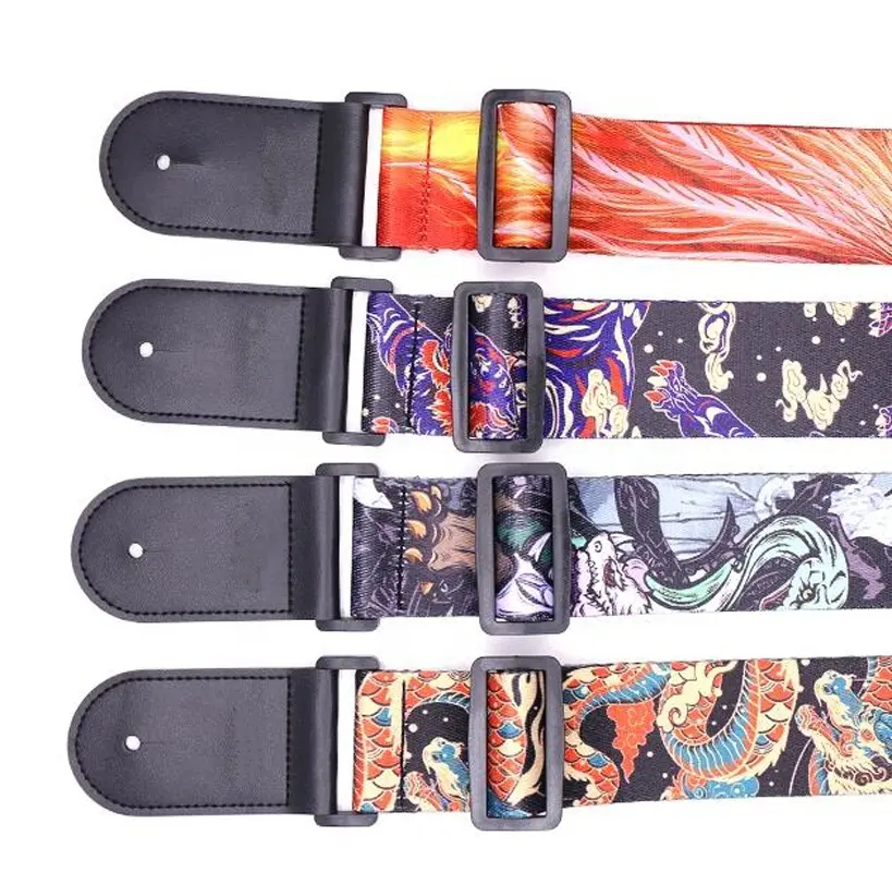 Cheerhas Custom Sublimation Polyester Electric Acoustic Guitar Strap Chinese Landscape